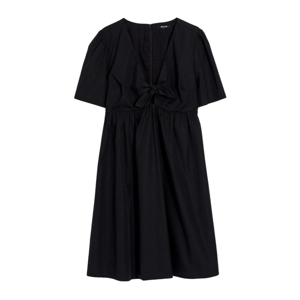 Madewell Tie-Front Black Mini Dress Size 0 - Picture 4 of 5